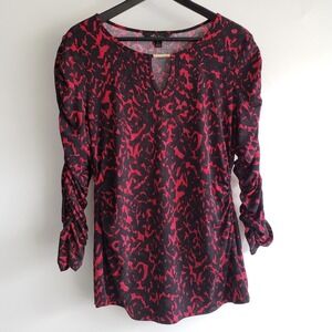 Vintage‎ Y2K Thalia Sodi Top M Red Black Ruched Sleeve Whimsigoth Dark Fairy